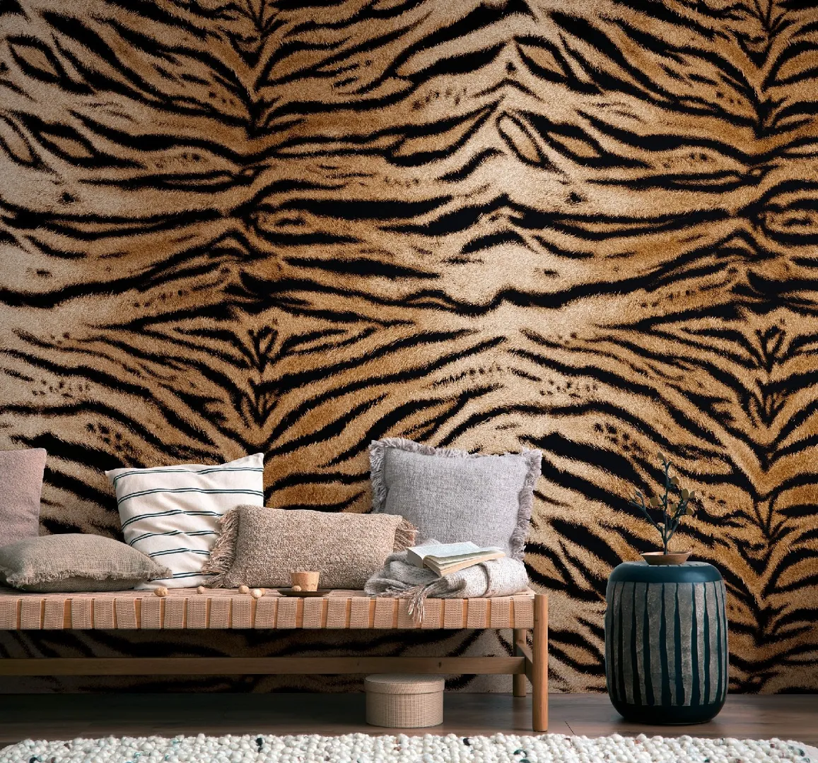 Unico - Parato tigrato animalier ripetibile, dimensione L1.59m x H2.80m