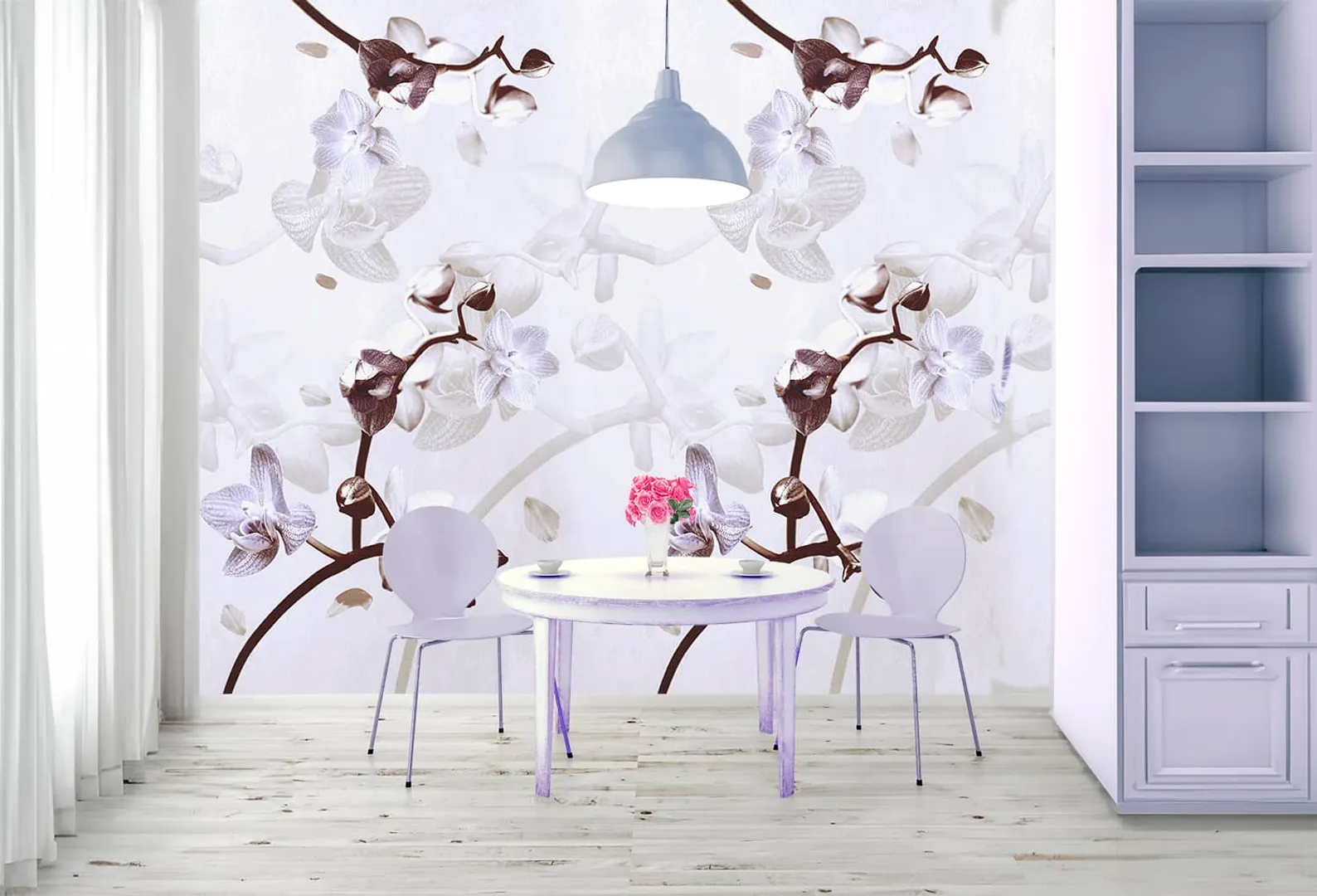 Wonderwall vol1 -  Pannello in carta da parato floreale, due colori, dimensioni L188cm x H300cm ripetibile