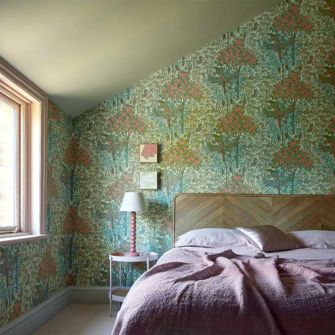 Decorative papers - Carta da parato floreale con frutta in due colorazioni su tnt