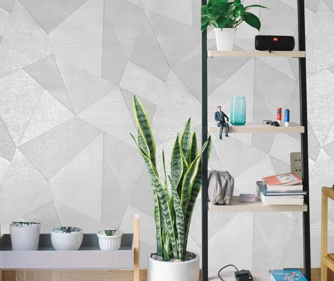 Outlet Savana - Carta da parato in stock brillantinato geometrico. Pz 6