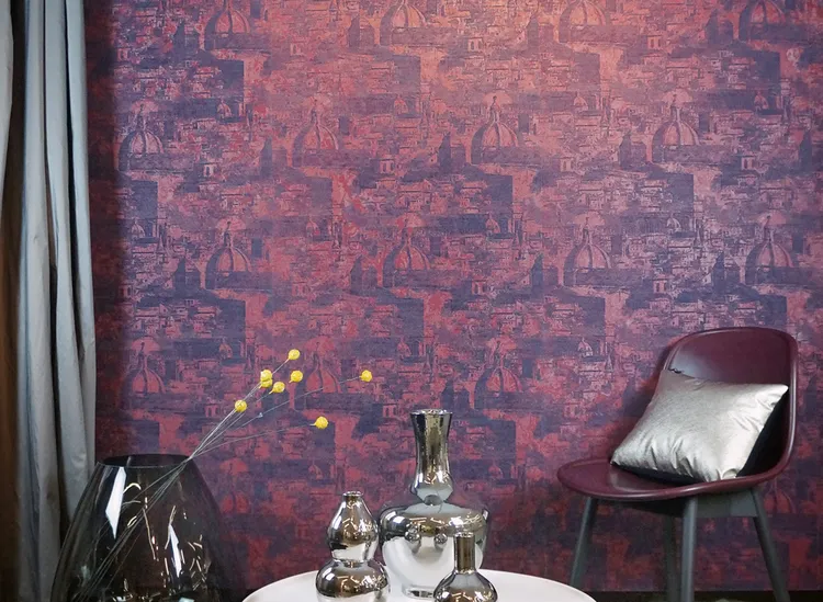 Italian Velour - Carta da parati floccata vellutata in rilievo vari colori