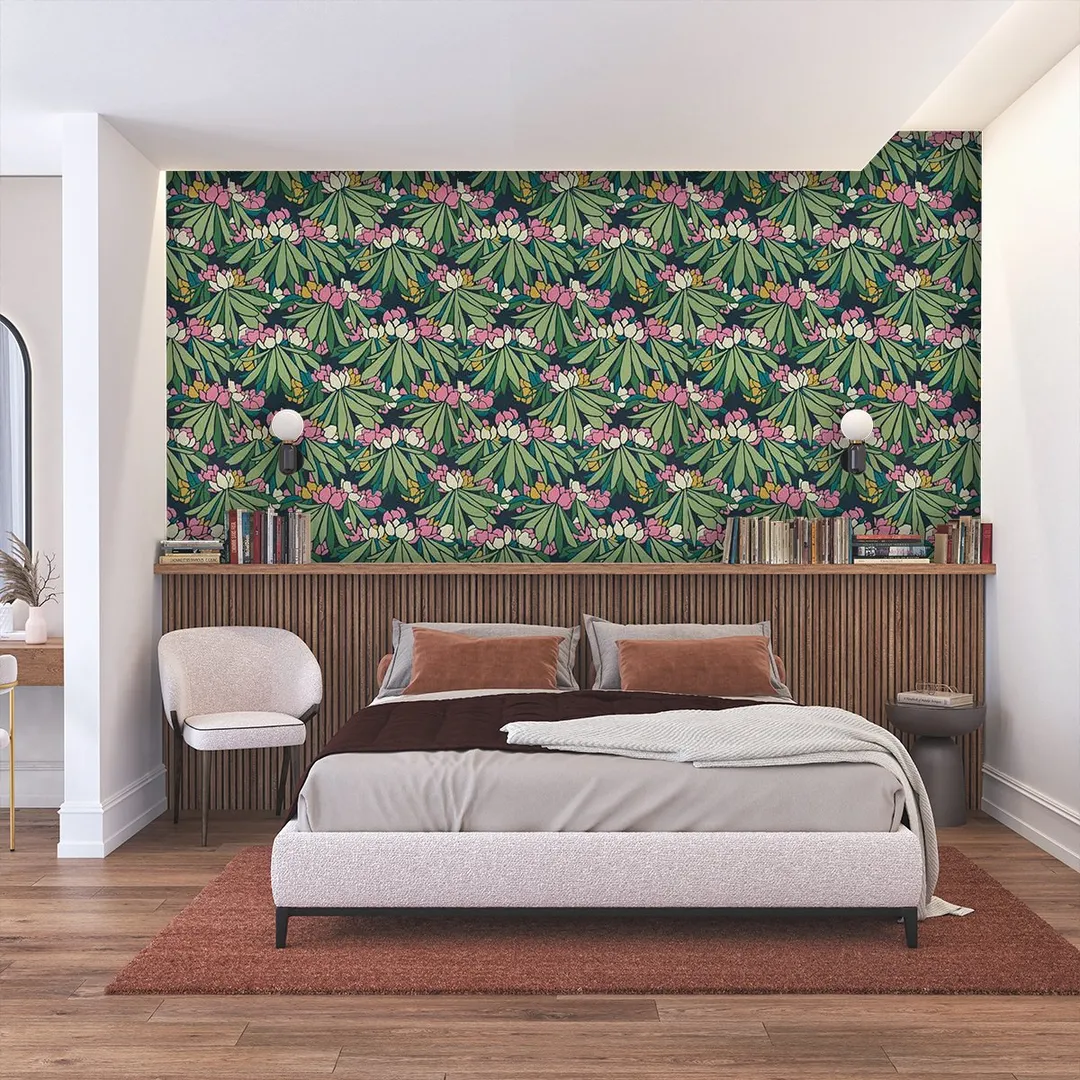 Decorative papers - Carta da parato floreale  varie colorazioni su tnt
