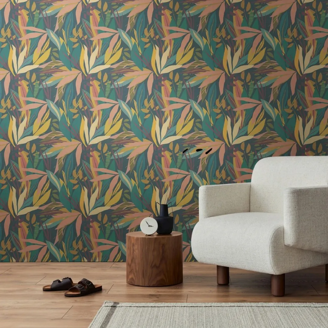 Pop Colours - Parato tropicale in vinile. Marca Effeline per ambienti moderni