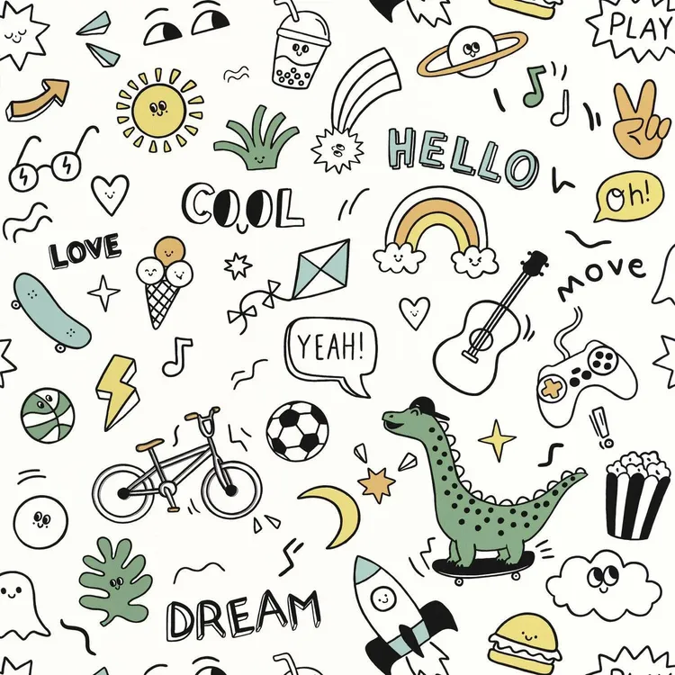 Les minis mondes - Parati disegni vari per camerette  ragazzi. Stampa Caselio