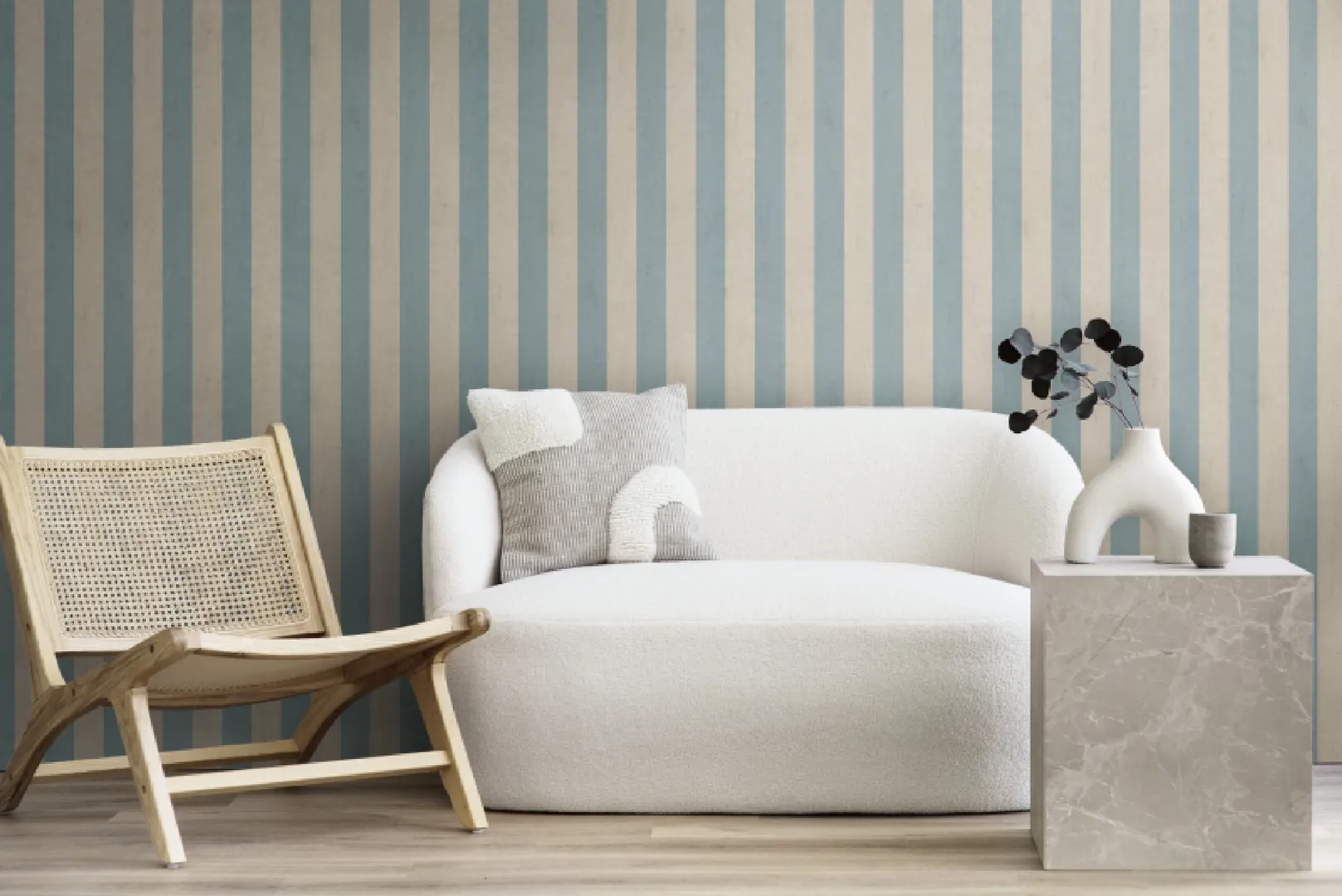 Pop Colours - Carta da parato rigato con trama effetto tessuto in lieve rilievo