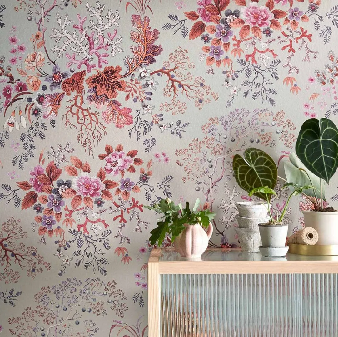 Decorative papers - Carta da parato floreale  varie colorazioni su tnt