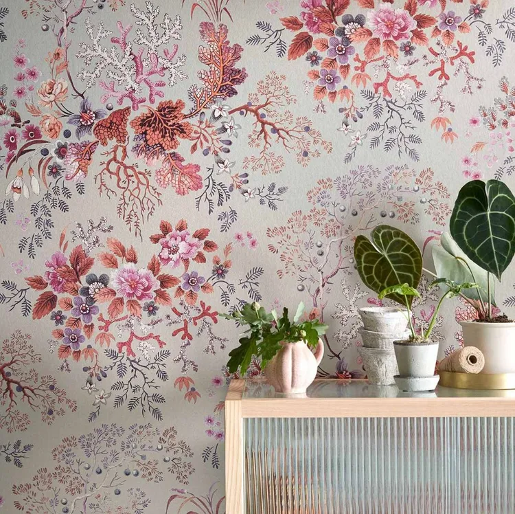 Decorative papers - Carta da parato floreale varie colorazioni su tnt