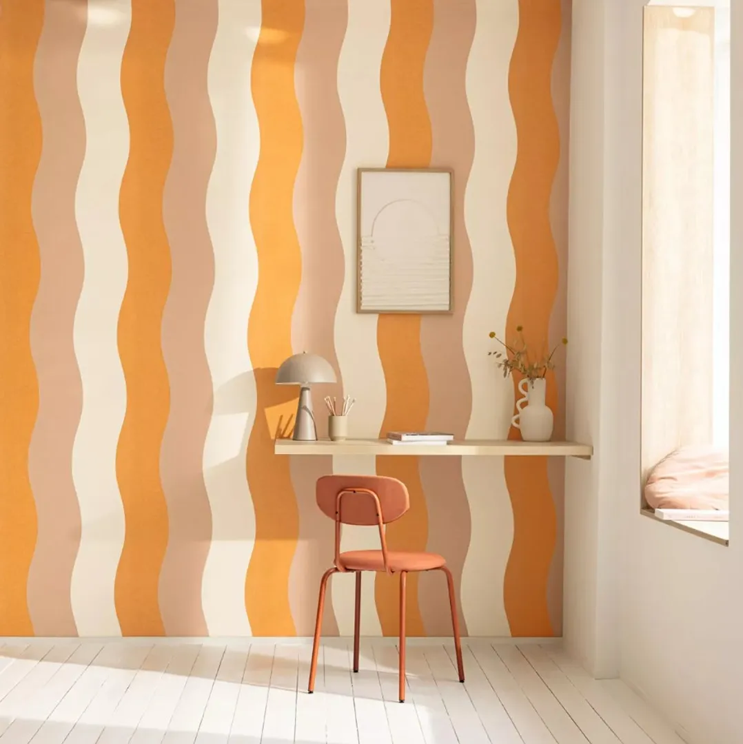 Twist -  Carta da parato righe ad onde con trama effetto tessuto in varie colorazioni