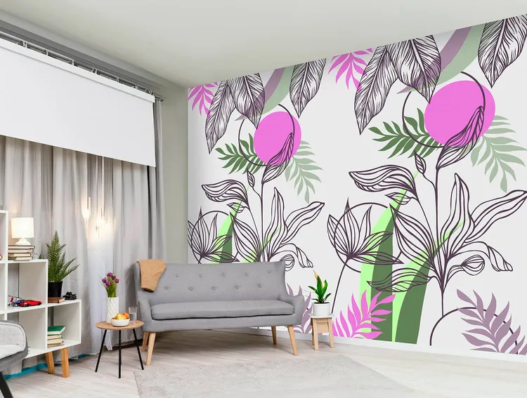 Wonderwall vol1 - Pannello in carta da parato floreale vari colori, dimensioni L188cm x H300cm ripetibile