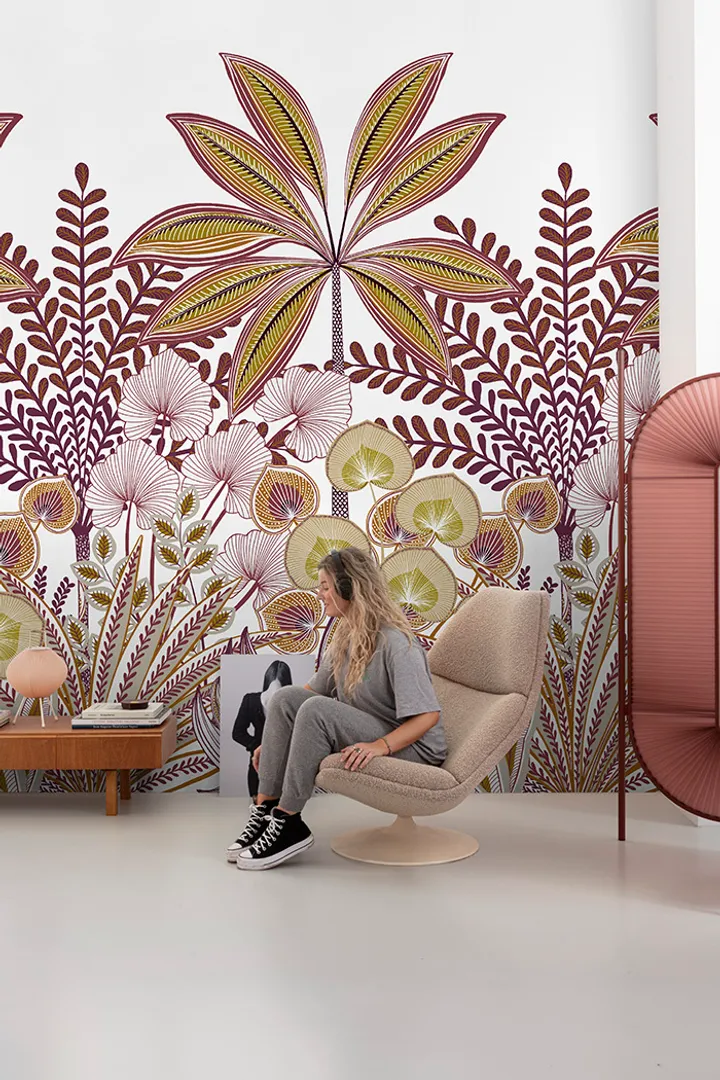 Orom 2  - Pannello stampa  foglie tropicali in carta da parato Lung. 1.59m x H2.80m ripetitivo 