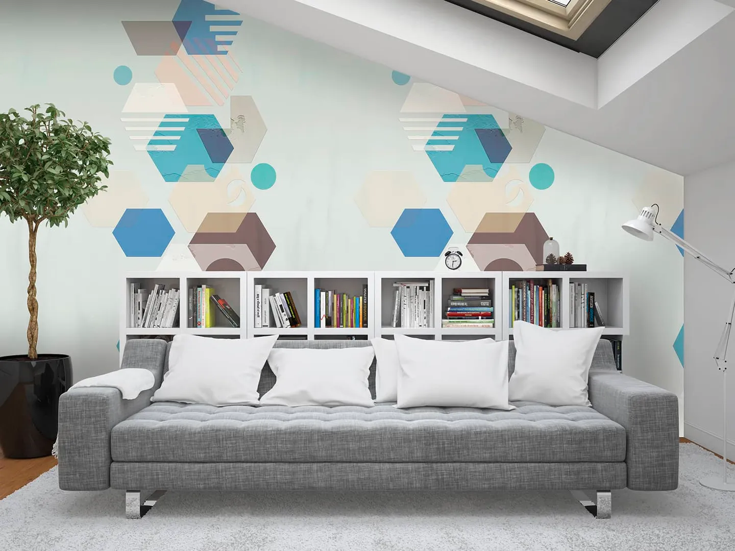 Wonderwall vol1 -  Pannello in carta da parato geometrico, due colori, dimensioni L188cm x H300cm ripetibile