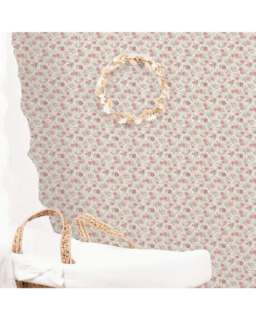 Tartine et chocolat -  Carta da parato floreale per camerette bambina. Due colori