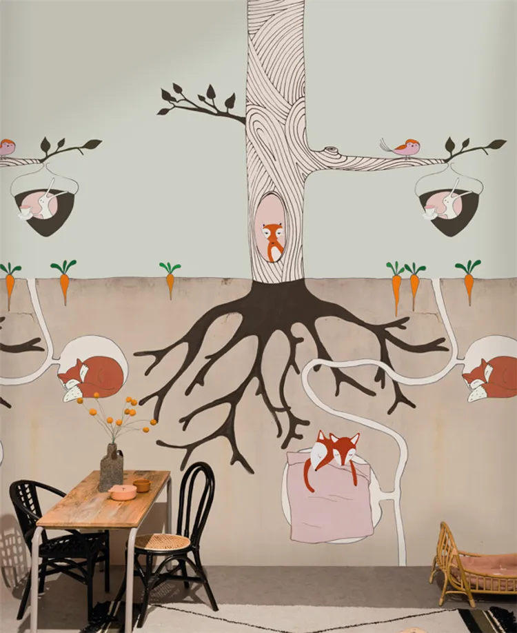 Fiaba - Parato in TNT per camere bambini dim. H2.80m x L2m. Raccordabile