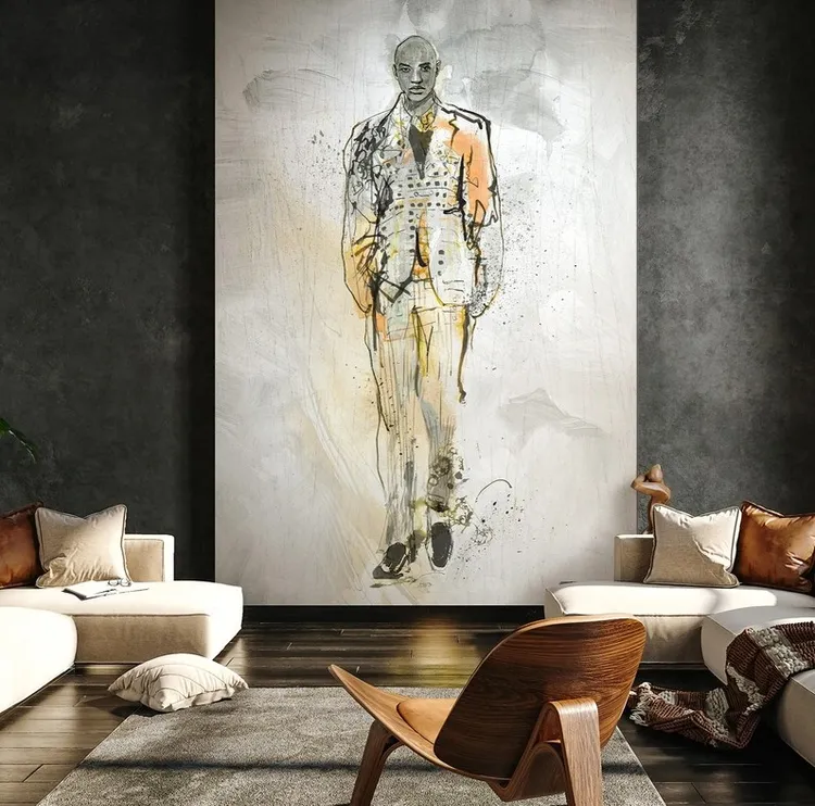 Papis Loveday -  Carta da parato  Marburg stampa astratta. Altezza 2.70m x Lunghezza 1.98m