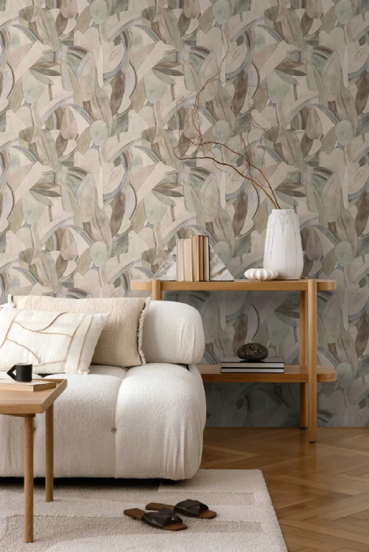 Pop Colours - Carta da parato tropicale con trama effetto tessuto in lieve rilievo
